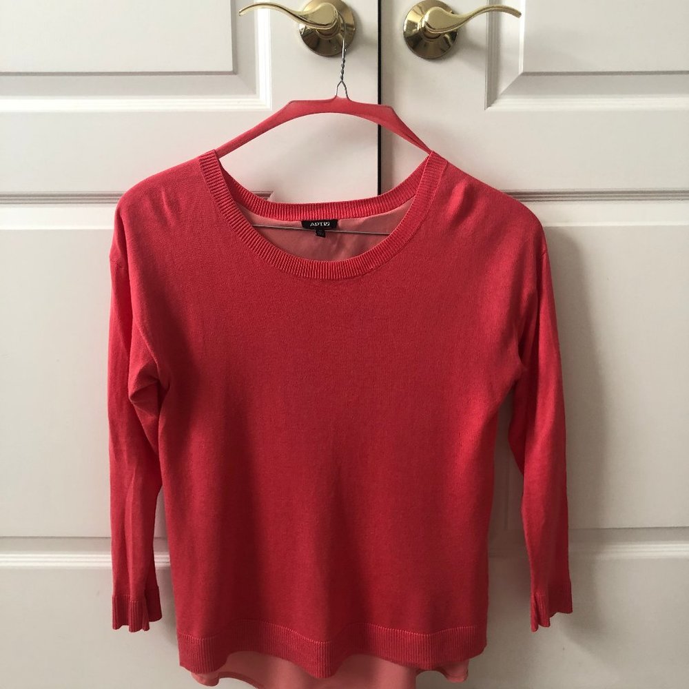 Apt. 9 Coral Colored top/ Sheer Back